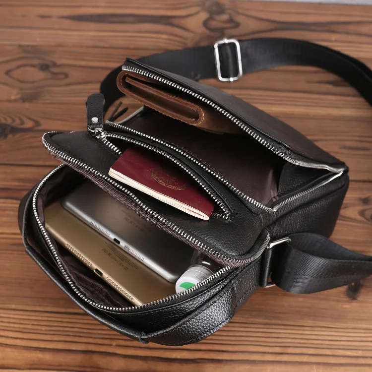 

Genuine Leather Men Crossbody Bag Soft Natural Cowskin Shoulder Bags