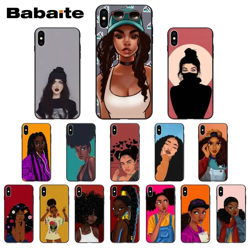 Черный Девушка волшебный меланин поппин Aba girlPhone чехол для iPhone 8 7 6 6S Plus 5 5S SE 11 11pro max
