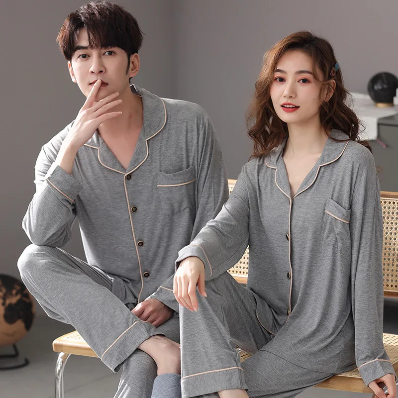 

Couple Modal Sleepwear Set Women Men Pajama Sets Spring Home clothes suit ensembles homme pyjama homme pijama masculino 2021 new