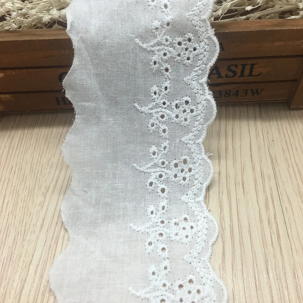 

1Yards Embroidery Lace Fabric Curtain Trimmings 6cm Cotton Lace Collar Ribbon Trim Sewing Clothing Wedding Dresses Decor LQ17