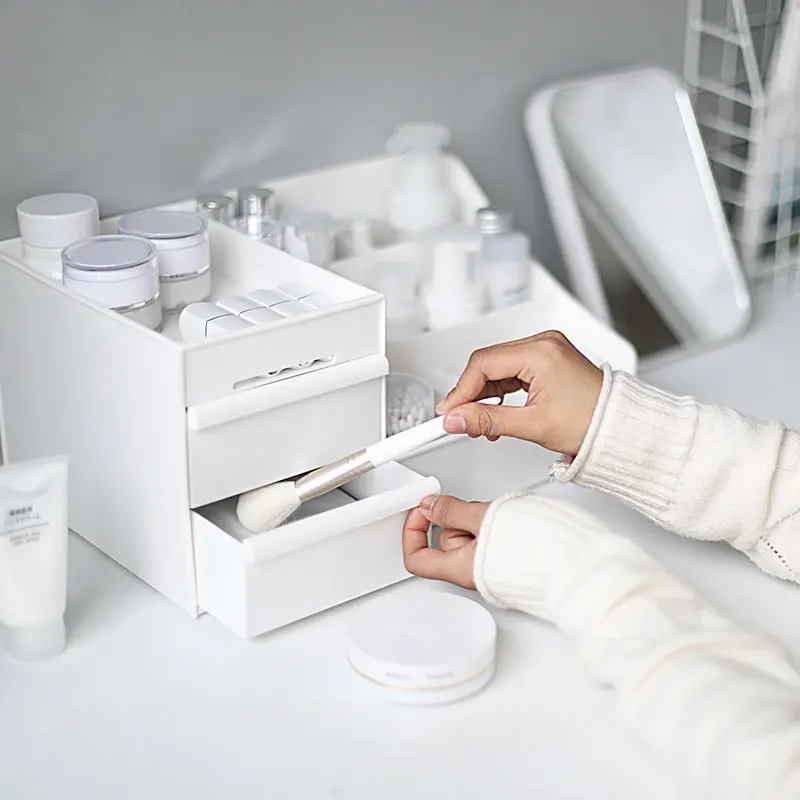 Настольный ящик коробка для хранения косметики туалетный столик макияжа