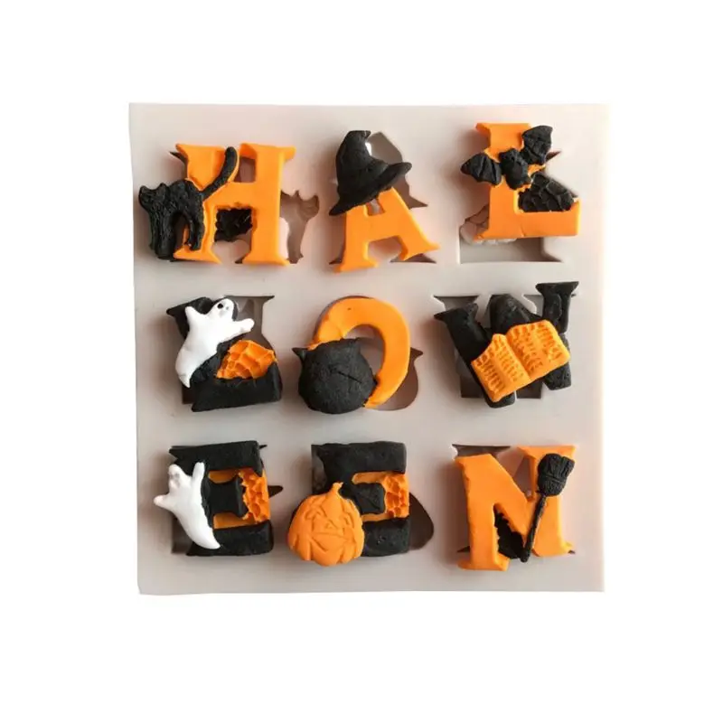 

Halloween Letter Silicone Mold DIY Chocolate Cake Candy Cookies Fondant Mould Kitchen Baking Tool