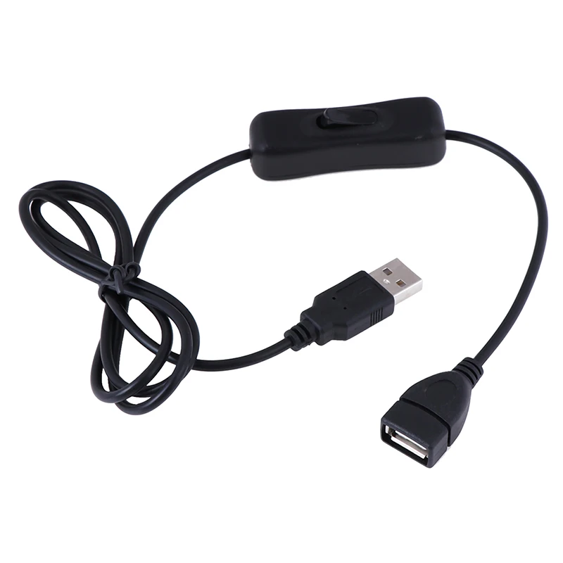 USB-кабель Мужской-Женский Переключатель ВКЛ./ВЫКЛ. Светодиодная Лампа Линия Питания Черная Электроника Конвертация Данных 1М Количество: 1 шт. вкл.