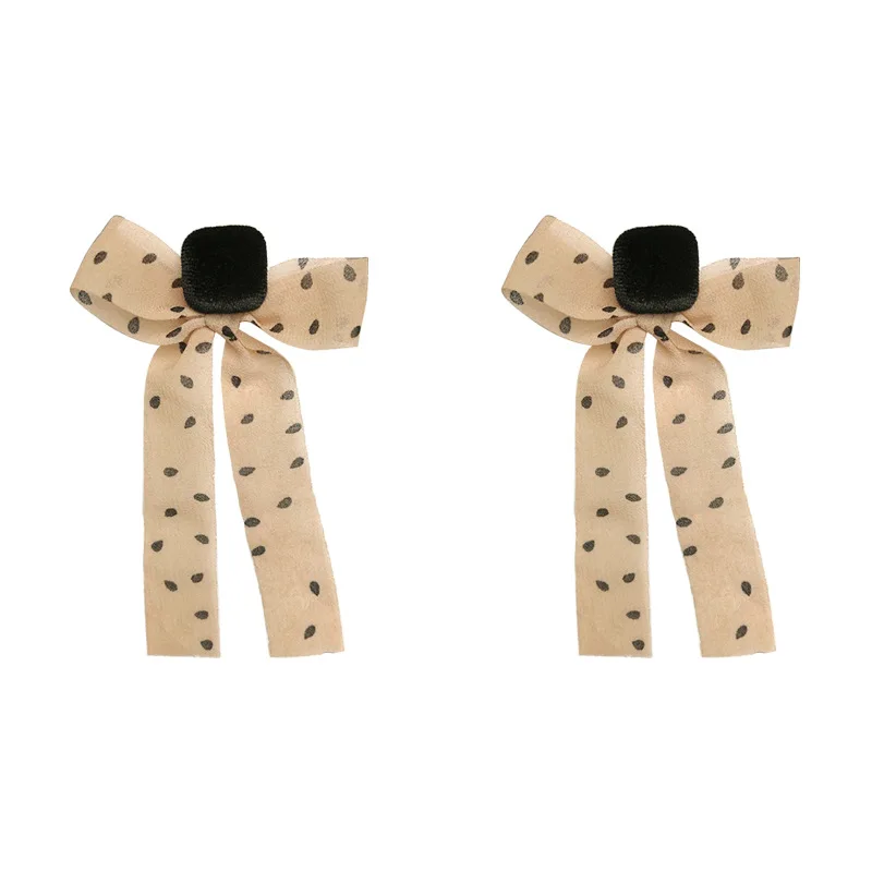 

Fashion Bowknot Chiffon Earrings Korean Temperament Vintage Autumn Winter Design Brincos Wholesale