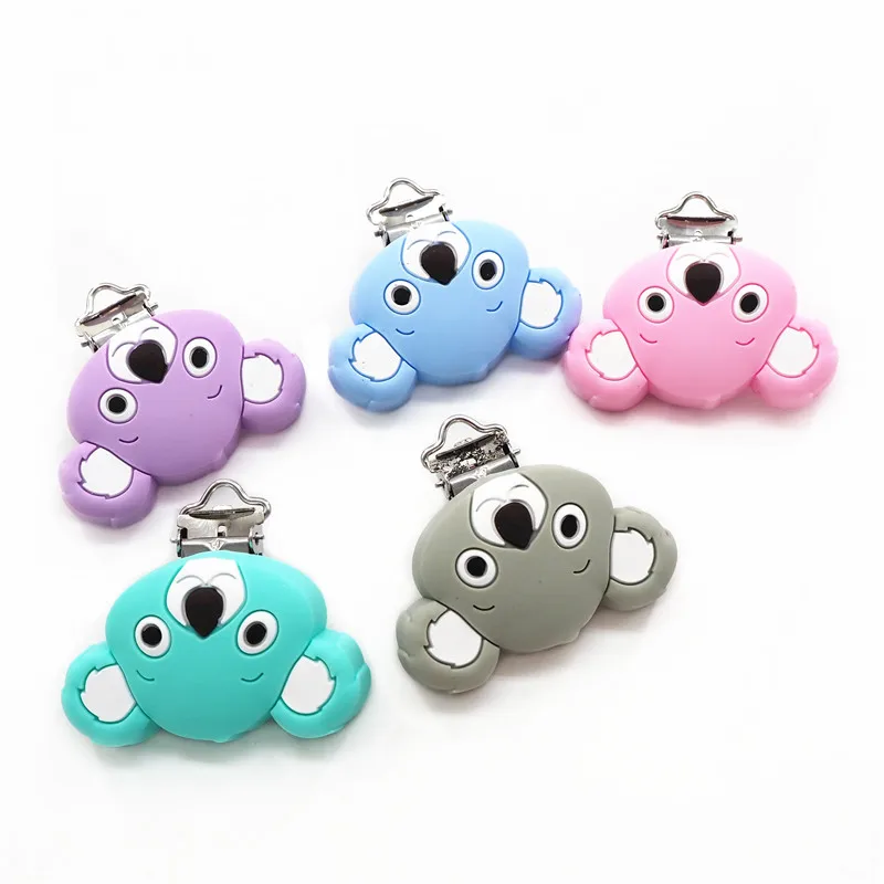 Chenkai 50PCS Silicone Koala Clips DIY Baby Teether Pacifier Dummy Chain Holder Soother Nursing Jewelry Toy Clips BPA Free