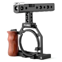yelangu zv1 cage handgrip for sony zv1 camera wooden side handle cold shoe 14inch screw hole for microphone led light tripod