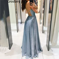 2021 a line spaghetti straps red satin prom homecoming dresses robe sparkly floor length backless sexy night evening vestidos