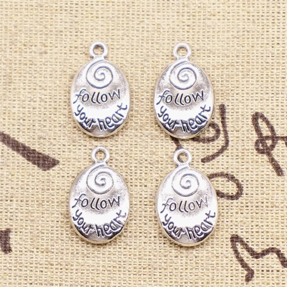 

Diy Jewelery Pendants Charm For Jewelry Making 20x12mm Follow Your Heart Charms Antique Silver Color 20pcs