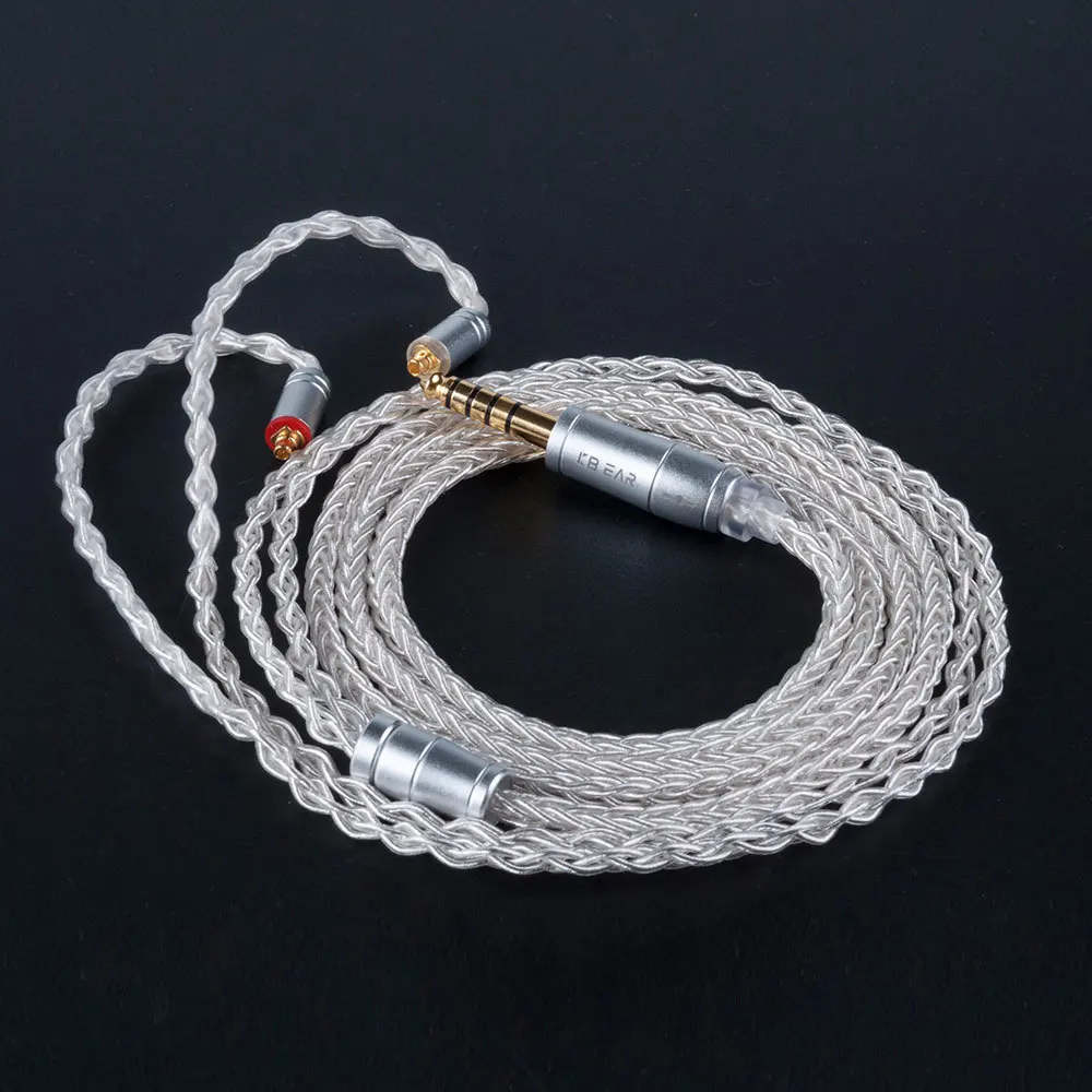 KBEAR 8 Core Upgraded Silver Plated Balanced Cable 2.5/3.5/4.4MM With MMCX/2pin/QDC Connector For KZ ZS10 ZSN Pro C12 ZSX BL-03