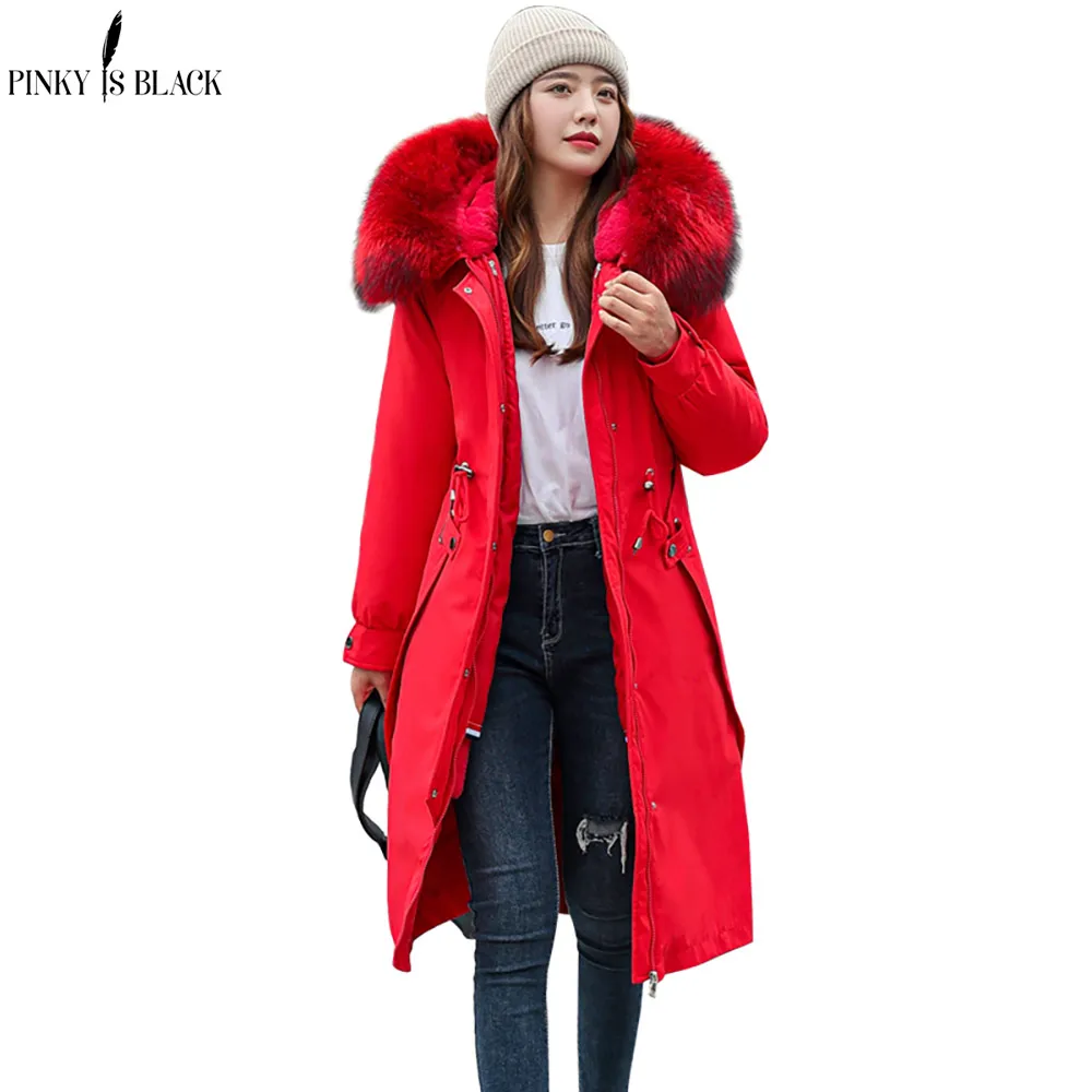 

PinkyIsBlack New 2021 Women Long Jacket Winter Thick Hooded Cotton Padded Coats Female Loose Fur Liner Parkas Ladies Winter Coat