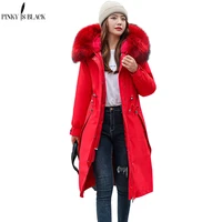 pinkyisblack new 2021 women long jacket winter thick hooded cotton padded coats female loose fur liner parkas ladies winter coat