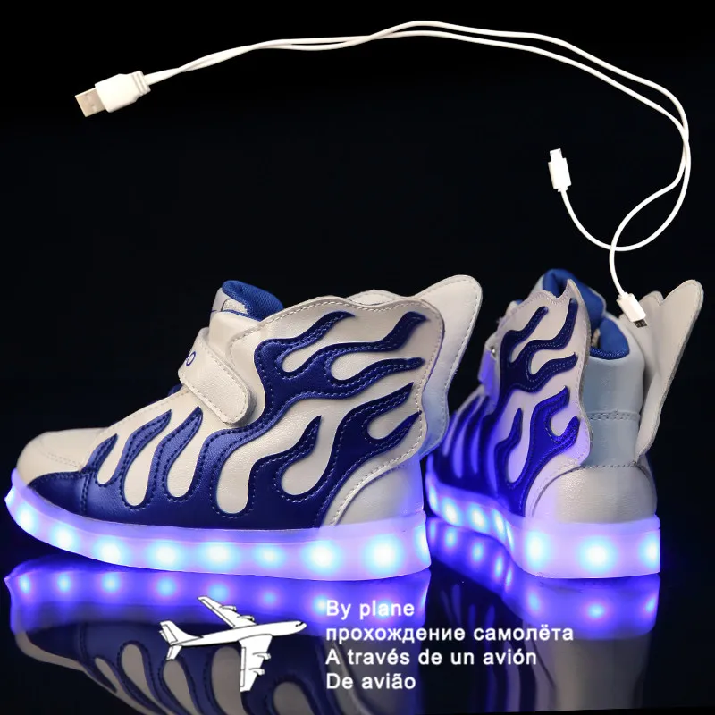 

Size 25-37 Lighted Shoes with Backlight USB Charging Luminous LED Shoes for Children Boys Girls Glowing Sneakers for Kids Wing
