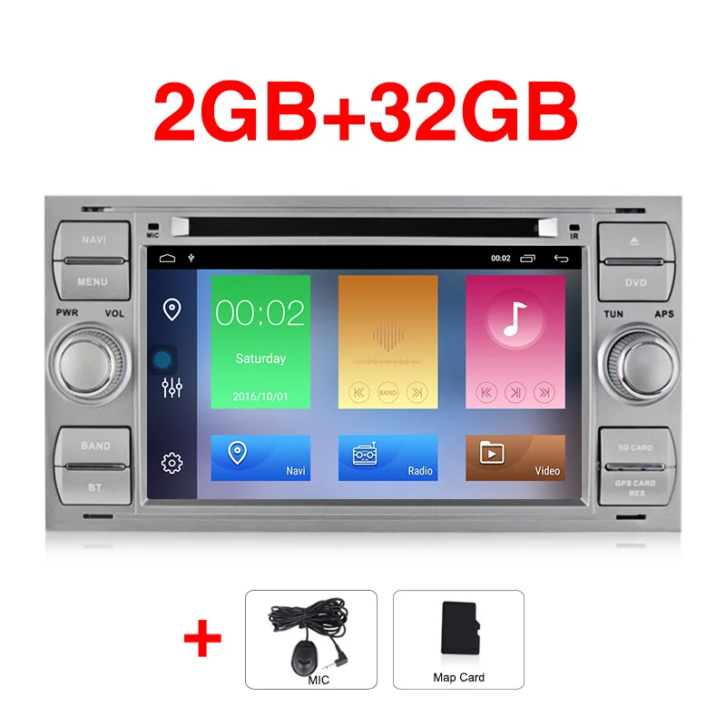 MEKEDE 1024X600 2+ 32G 2 Din Android 9,1 автомобильный dvd мультимедийный плеер gps для Ford Mondeo Focus Transit C-MAX S-MAX Fiesta Автомагнитола - Цвет: 32G