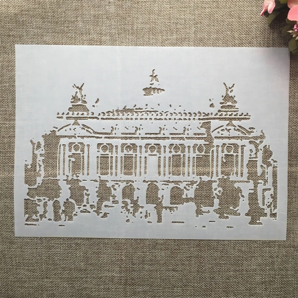 

A4 29cm Vintage European Building DIY Layering Stencils Wall Painting Scrapbook Coloring Embossing Album Decorative Template