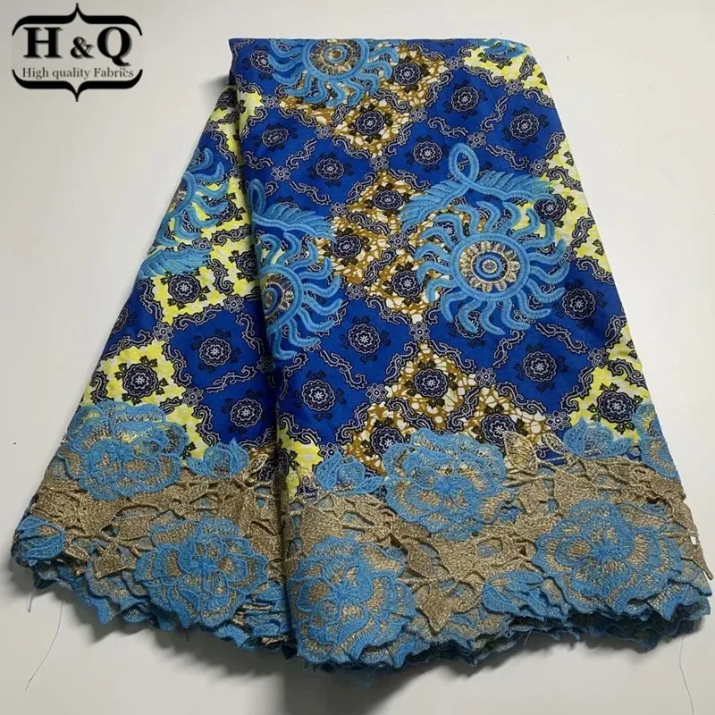 

H&Q nigerian guipure lace african batik 100% cotton fabric high quality embroidered french mesh laces water soluble fabrics H124