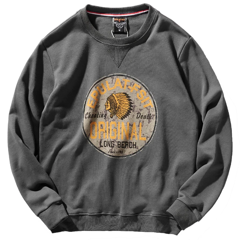 Худи мужское махровое из чистого хлопка с длинным рукавом и круглым вырезом |