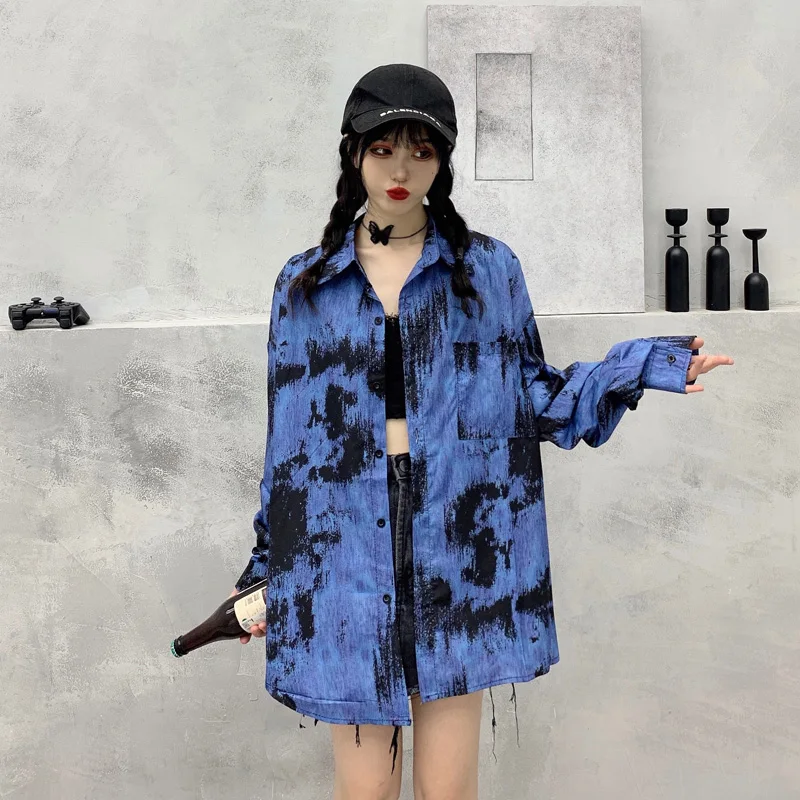 

GOOHOJIO 2020 Vintage Trend Shirts Women Blouses Fashion Casual Tops Female Turn-Down Collar Loose Long Sleeve Shirt Women Tops