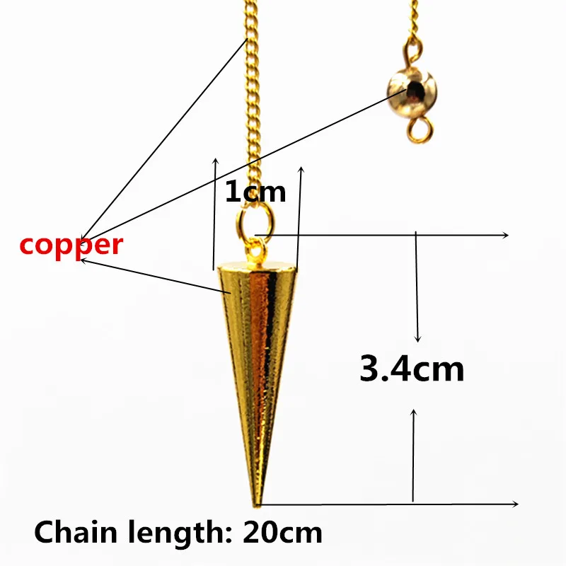 pendulums for dowsing pendule de reiki pendant Healing Pyramid spiritual pendulum for dowsing Copper meatl Charms Chakra Amulet - Окраска металла: 3.4cm   gold