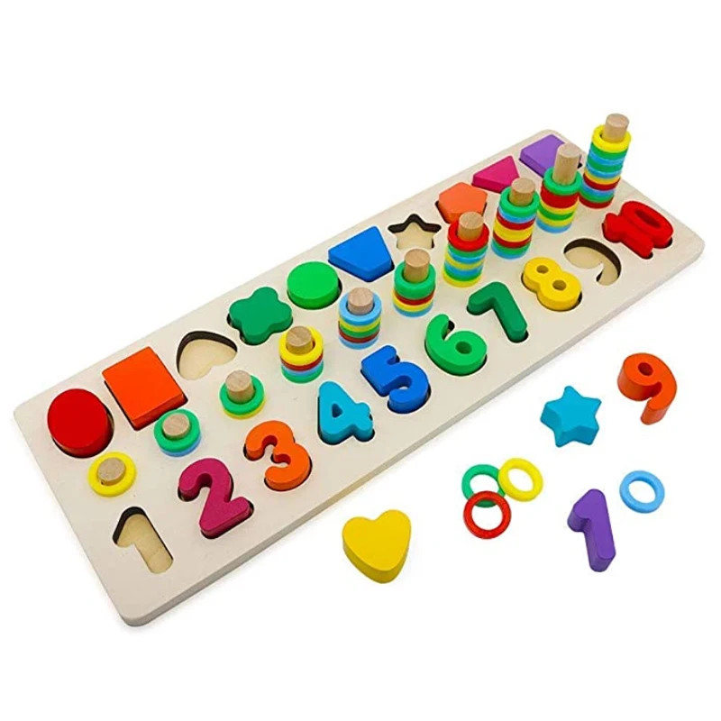 

Wooden Blocks Puzzles Kids Toys for Toddlers Preschool Teaching Early Education Toys for Counting the Numbers