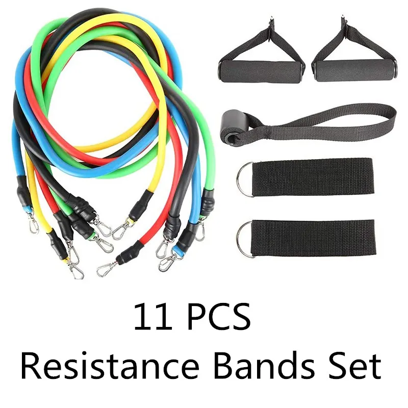 11 шт. Набор резинок сопротивления Тяговая веревка упражнения латексные трубки