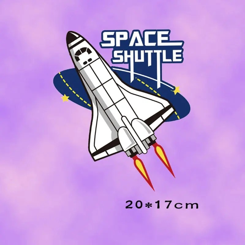 

20x17cm space shuttle Iron on Patches For DIY Heat Transfer Clothes T-shirt Thermal transfer stickers Decoration Printing