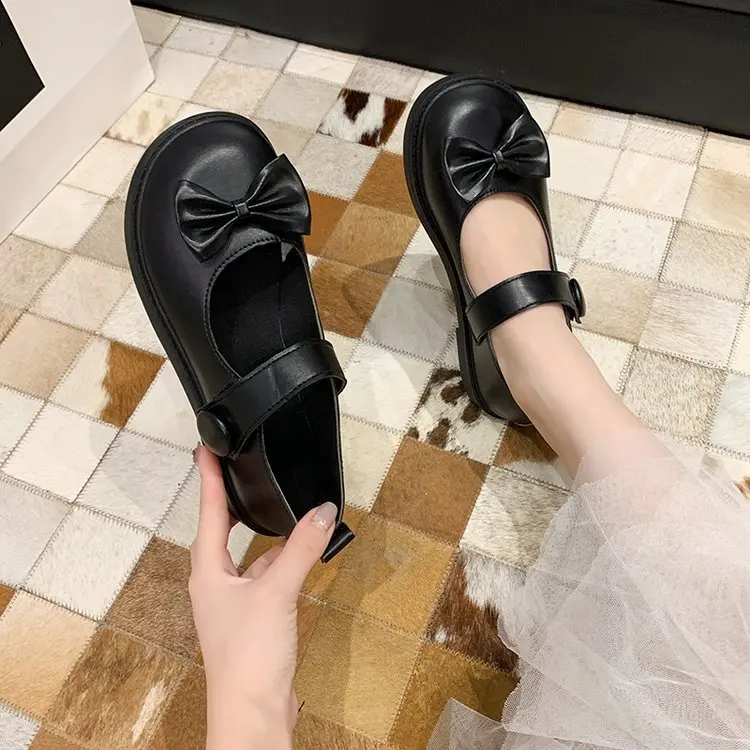 

Japanese Student Lolita Shoes Woman Platform Mary Janes Buckle Strap Cute Cosplay Uniform Woman Flats Shoes