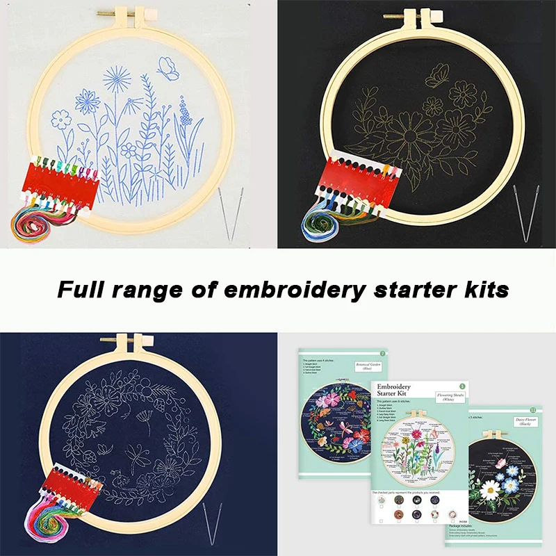 Набор для вышивки кругами вышивания нитки цветы трава наборы крестиком