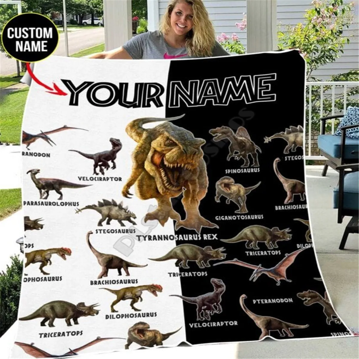

Customize your name Dinosaur 3d printed fleece blanket Beds Hiking Picnic Thick Fashionable Bedspread Sherpa Throw Blanket 02
