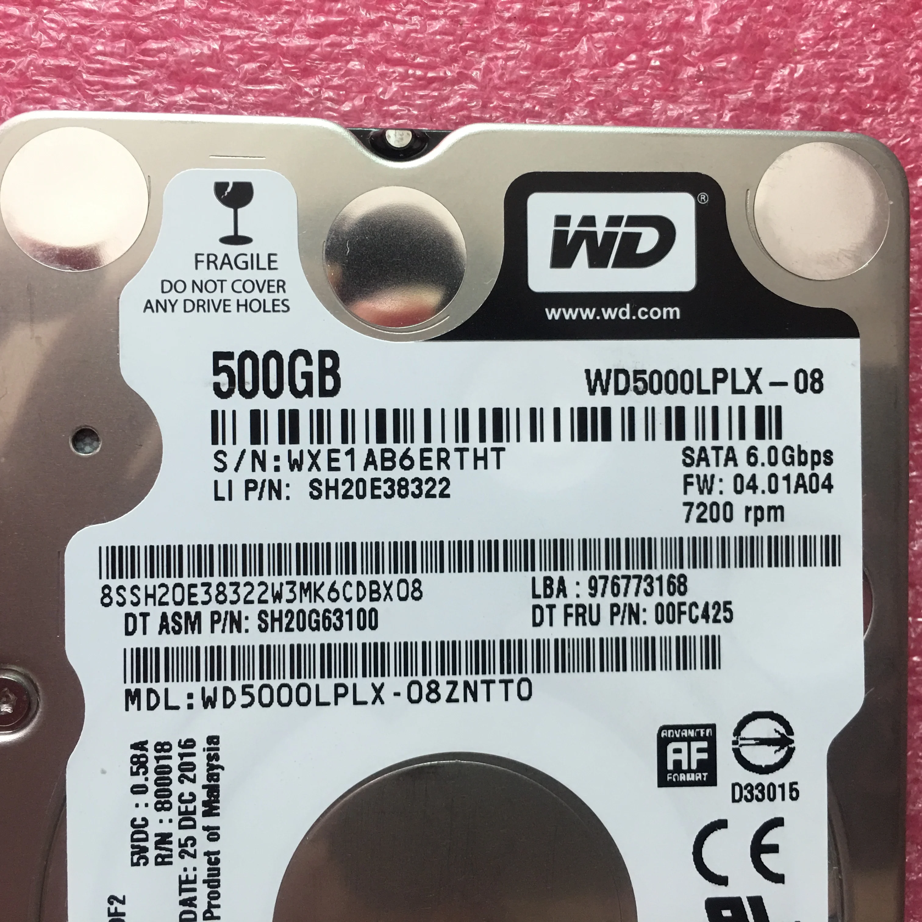 Для жесткого диска WD HDD 500G 7200M SATA для ноутбука 00FC425 WD5000LPLX 08|Оперативная память| |