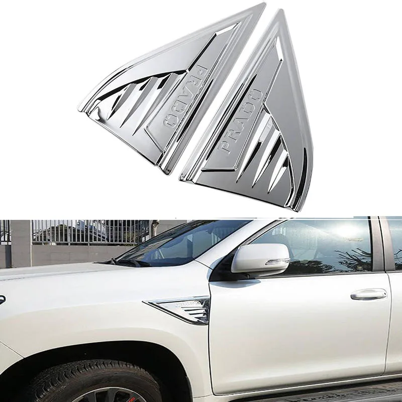 

For Toyota Land Cruiser Prado FJ 150 2010 -2018 2019 ABS Chrome Door Side Air Vent Wing Fender Emblem Badge sticker Trim 2pcs