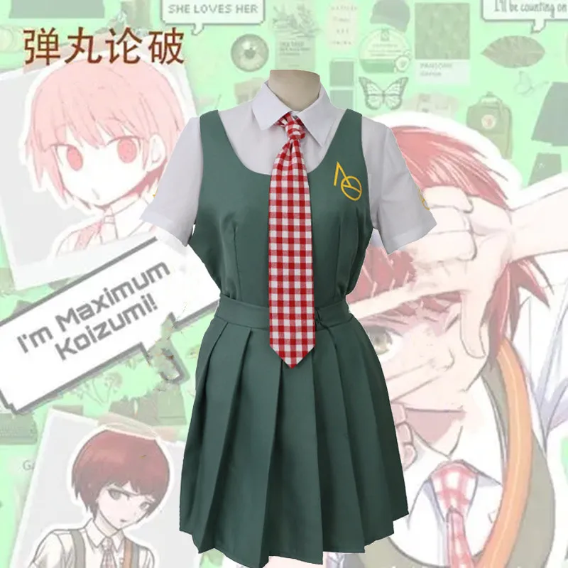 

Danganronpa Koizumi Mahiru Cute Maiden Student Campus Style Suit with Skirt Cover Tie Wig Full Set Clothing