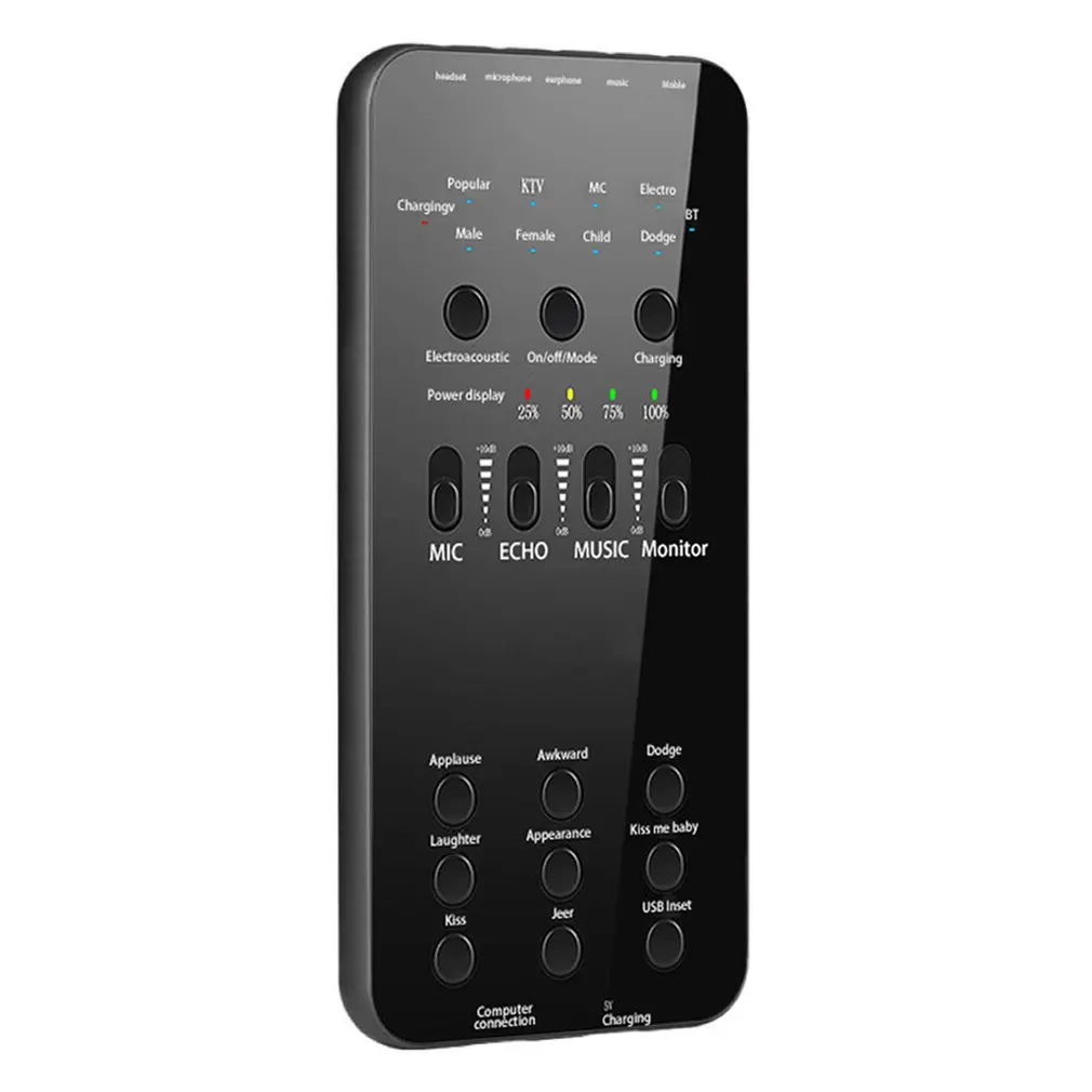 

E6 Sound Card For Cell Phone PC Broadcast Sound Card External USB Live Sound Card Wireless Accompaniment