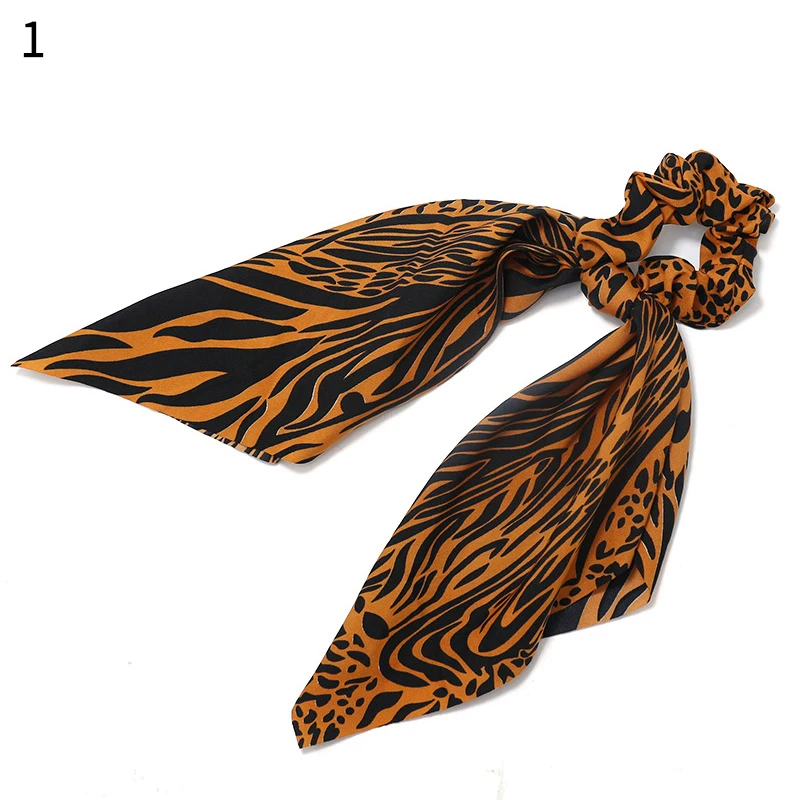 Леопардовый большой бант узелковая веревка для волос длинный стример резинки