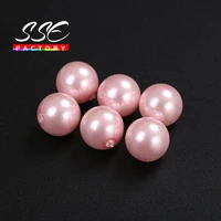 5pcs half drilled natural pink shell pearl powder round loose beads 6 8 10 12mm for jewelry making diy earring studs accessories