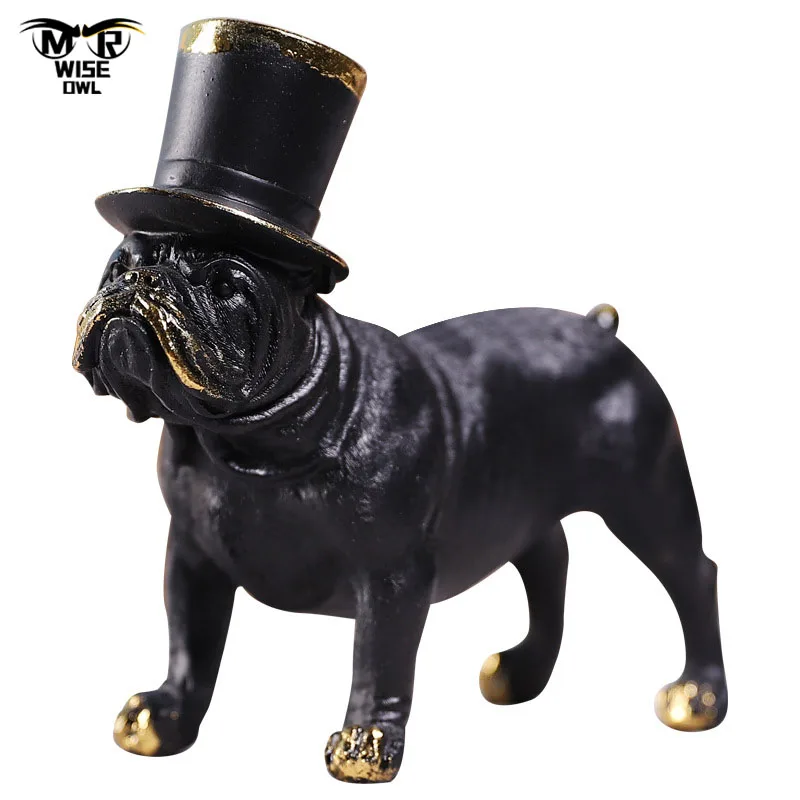 

Resin Simulation Dog Statue Figurines For Interior Living Room Bedroom Desktop Decoration Cafe Office Ornaments Home Accessories