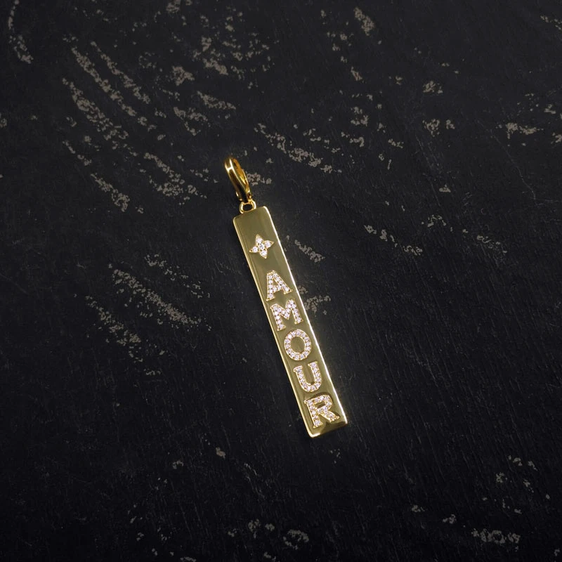 

MEIJI New S925 High Quality Long Strip Amour Letter Pendant Golden Diy Jewelry Accessories Fashion Couple Luxury Brand Jewelry