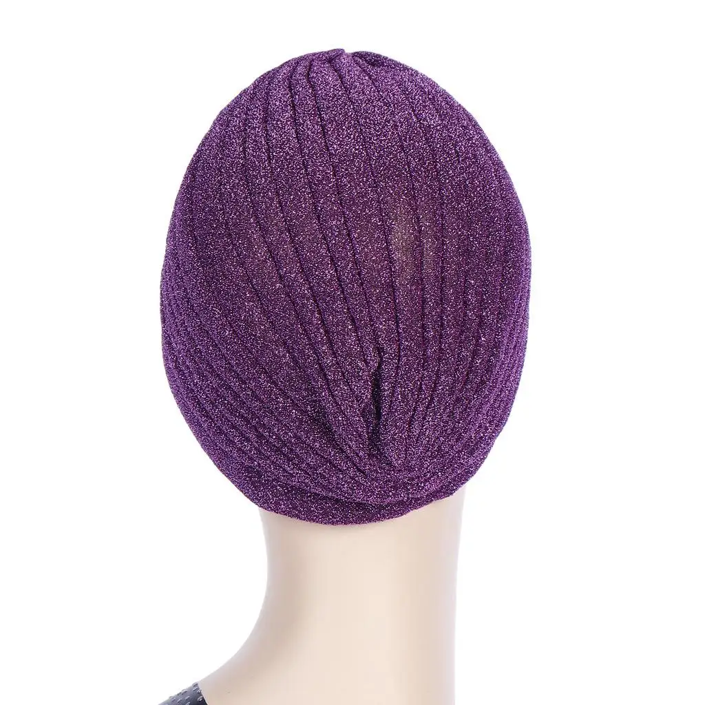 Для женщин блеск серебристого золотистого цвета узел Твист Тюрбан повязка на