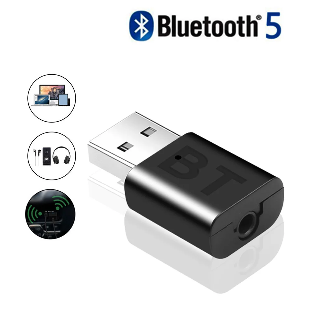 Автомобильный Bluetooth 5 0 аудио адаптер приемник беспроводной музыки 3 мм AUX разъем USB