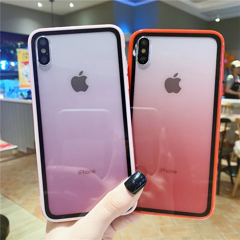 Радужный градиентный противоударный чехол для iphone 11 Pro Max XR XS 7 8 6 6s Plus глянцевый