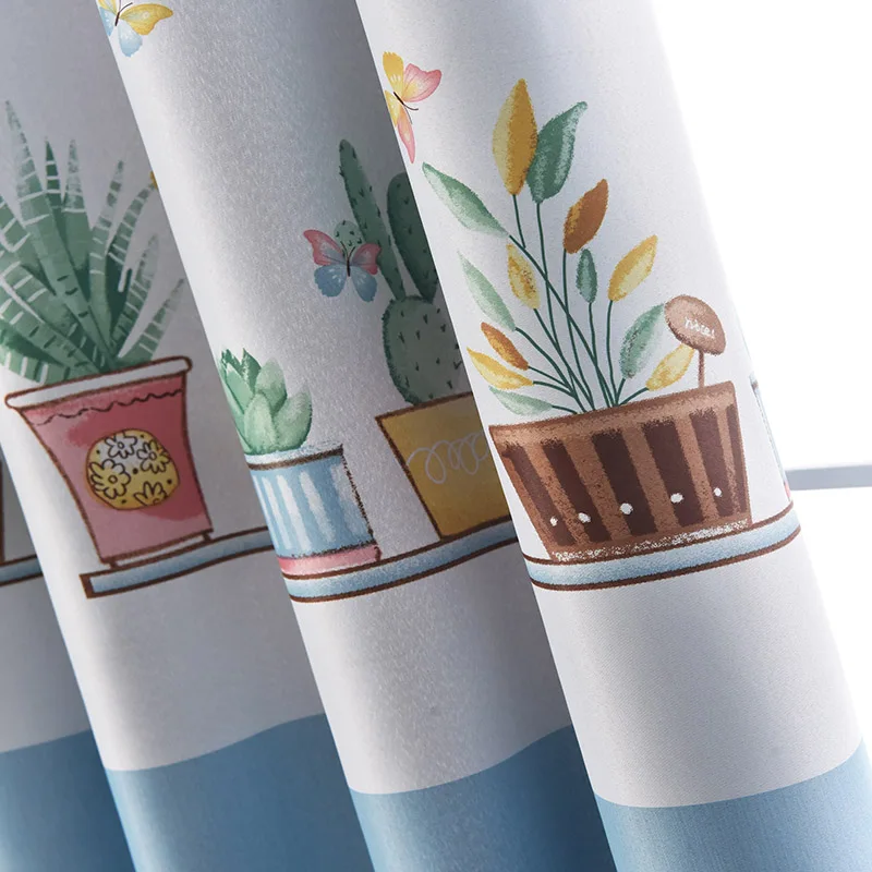 Современные затемняющие короткие занавески с растениями для гостиной спальни