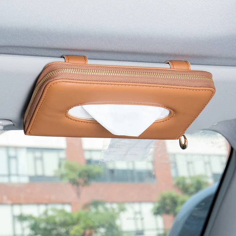 Car sun visor tissue box car paper towel hanging high chair bag quality leather creative | Дом и сад