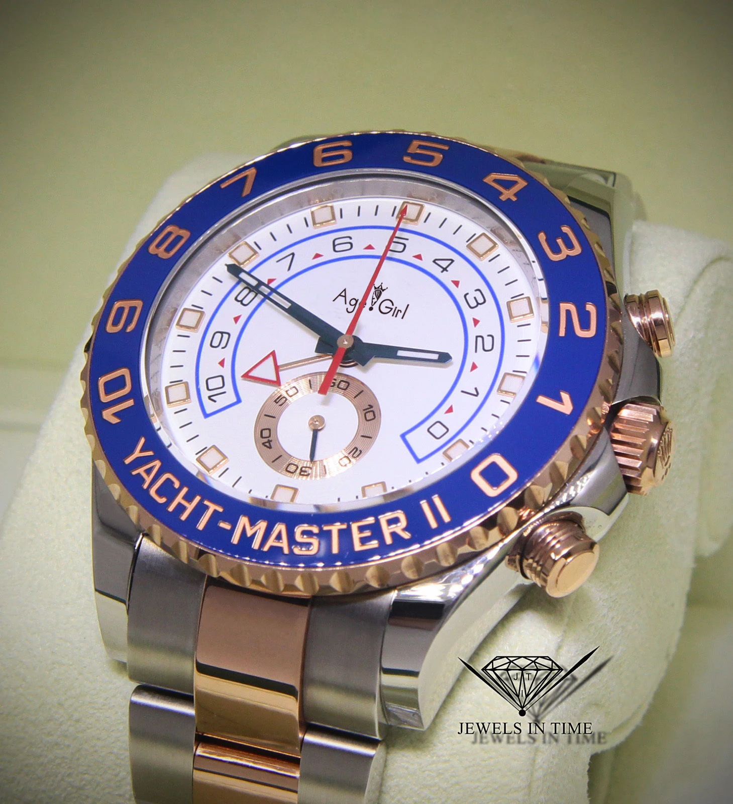 

Classic New Men Automatic Mechanical GMT Watch II Luminous Blue Ceramic Bezel Silver Sapphire Yellow Gold 116680 YACHT