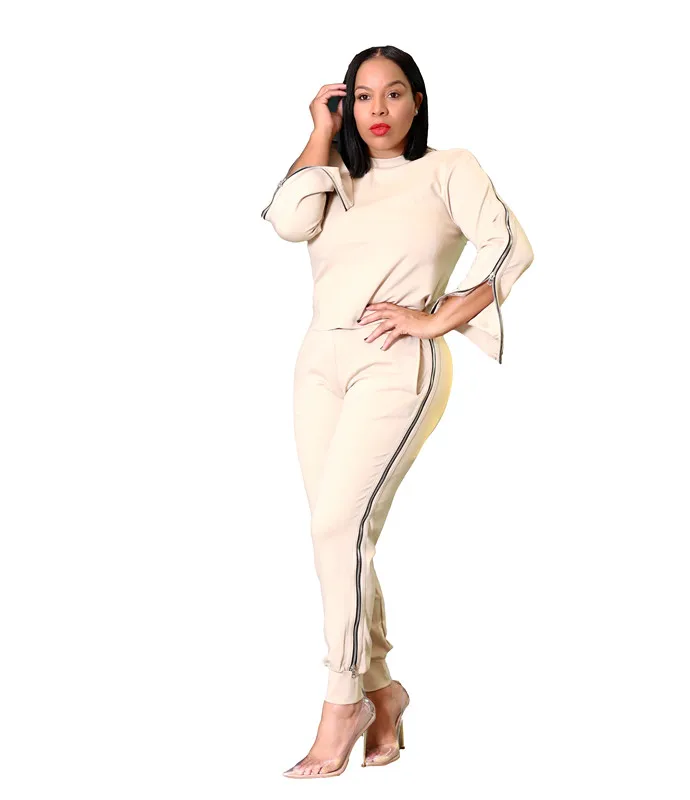GL Winter Women Tracksuits O-Neck Solid Full Sleeve T-Shirt Top Long Pants Suits Zipper two piece set Casual Sporty Outfits 126 |