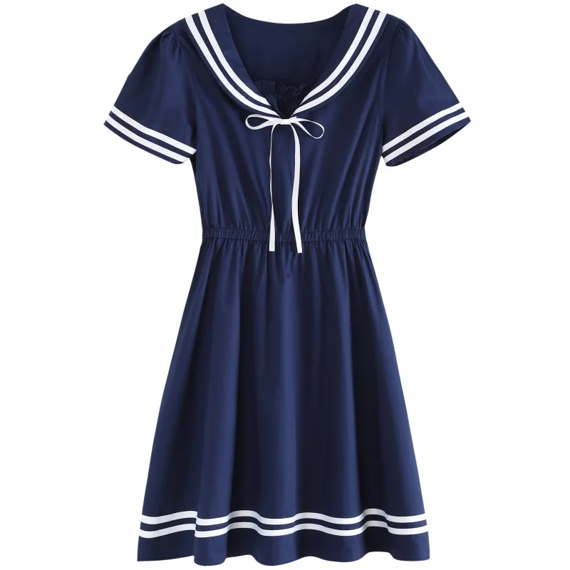 Летнее японское платье для школьной формы милое в стиле моряка с воротником