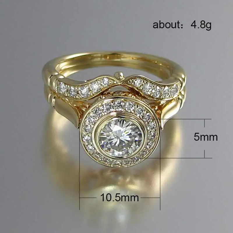 

Modern Personality 2Pcs/Set Wedding Gold Ring for Women and Designing A Mustache Men Ring for Forever Love Heart Couple