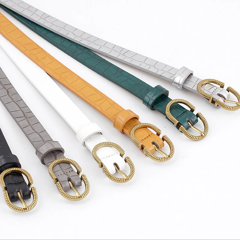

Casual Ladies Golden Alloy Pin Buckle Belt High Quality PU Leather Waistband For Trouser Jeans