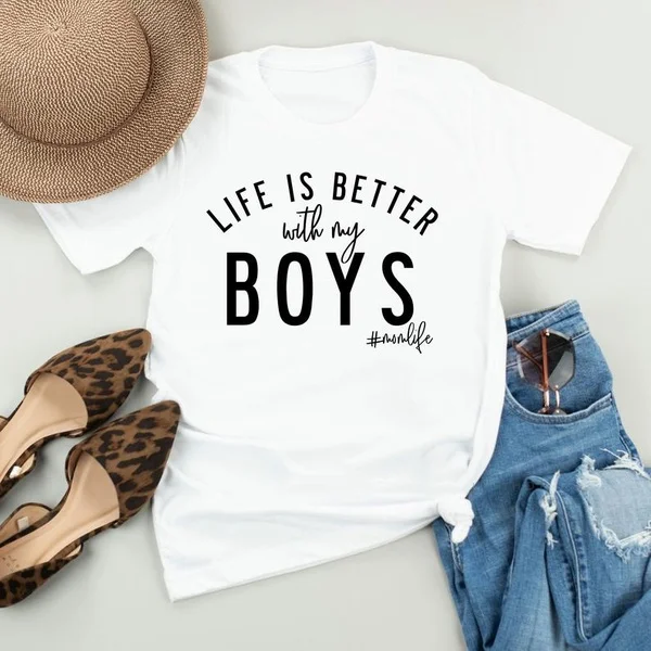 Модная женская футболка с надписью Life Is Better with My Boys для мальчиков и мам
