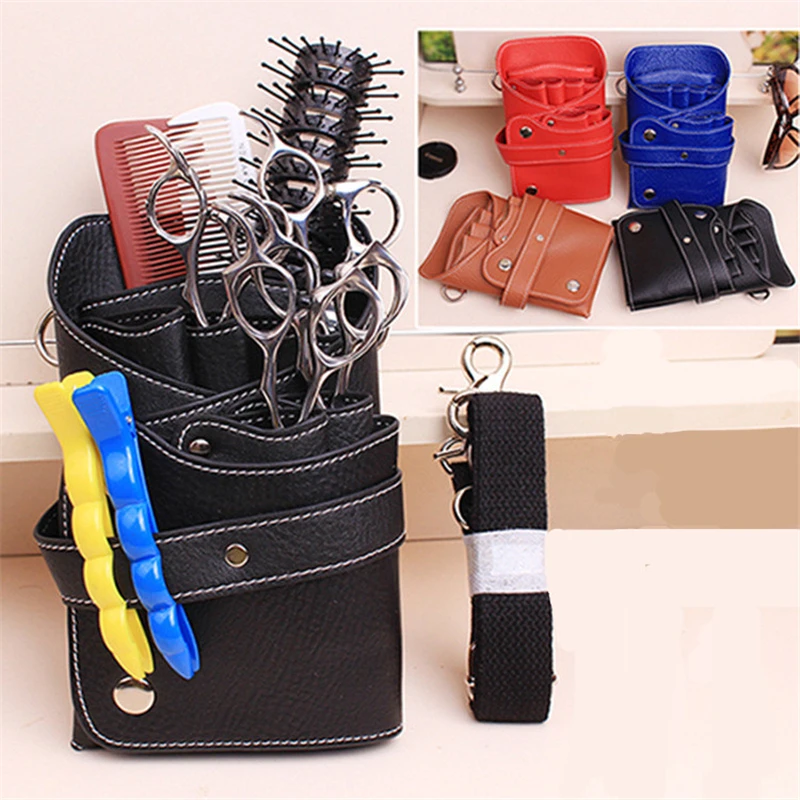 

PU Leather Pouch Case With Waist Shoulder Belt Holster Scissors Clips Combs Holder Bag For Barber Shop Hairdressing Salon Tool