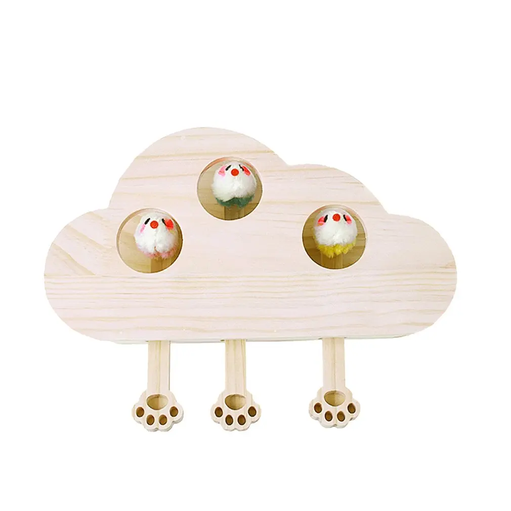 

Funny Wooden Cat Hunt Toy Maze Pet Hit Hamster Catch Bite Interactive Toys With 3/5-holed Mouse Hole Pet Supplies For Cats