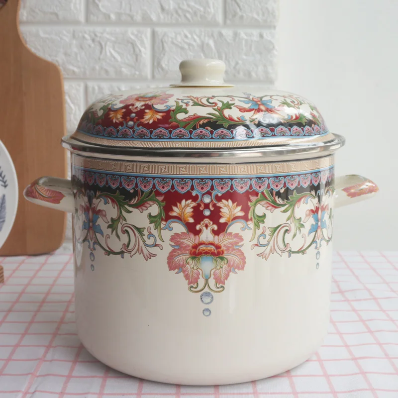 저렴한 우유 냄비 에나멜 냄비 9.5L 두꺼운 증기선 스튜 냄비, 쌀 배럴 피클 실린더 증기선 팬 주방 조리기구 저렴한 우유 냄비 에나멜 냄비 9.5L 두꺼운 증기선 스튜 냄비, 쌀 배럴 피클 실린더 증기선 팬 주방 조리기구